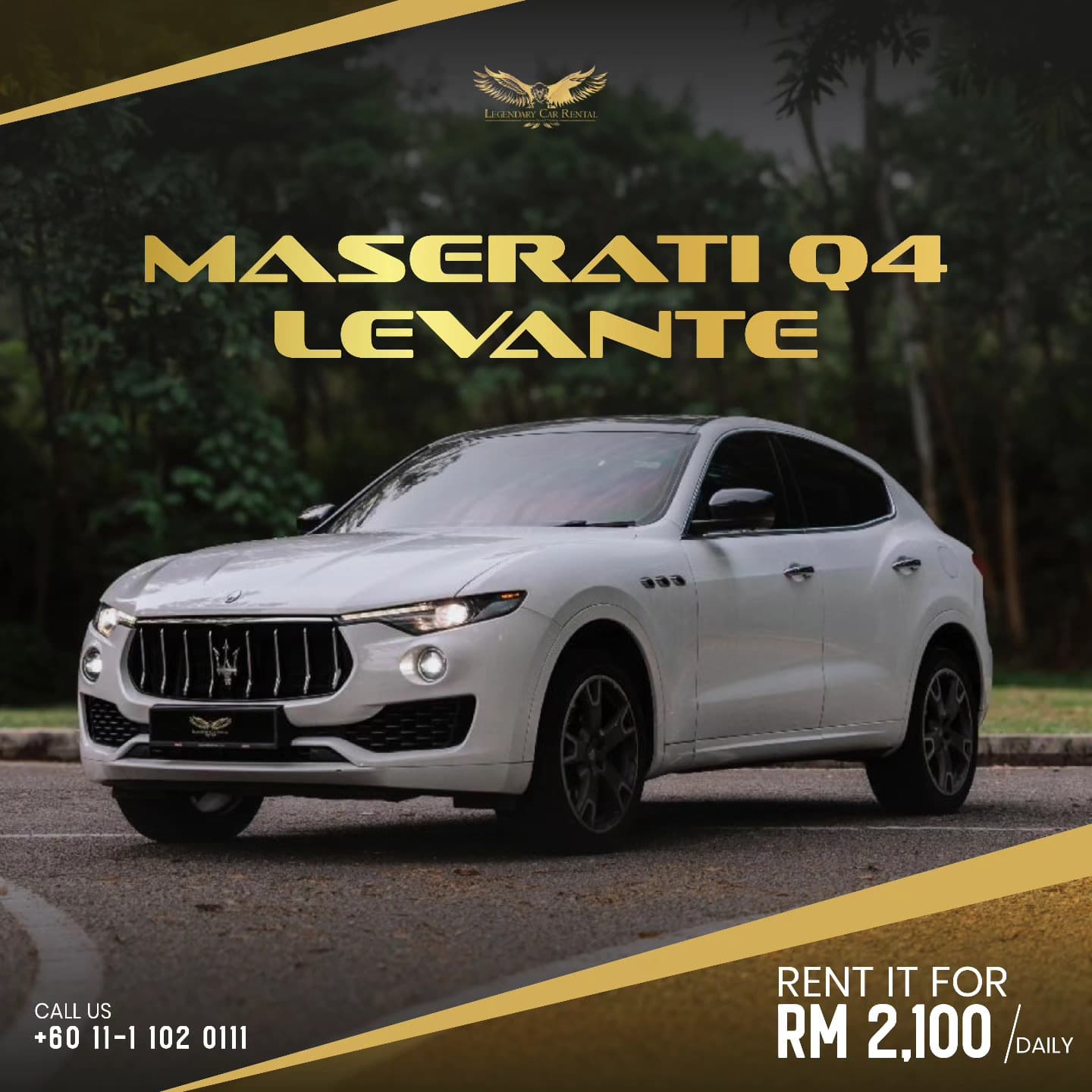 2022 Maserati Levante available for visitor self-drive hire in Kuala Lumpur